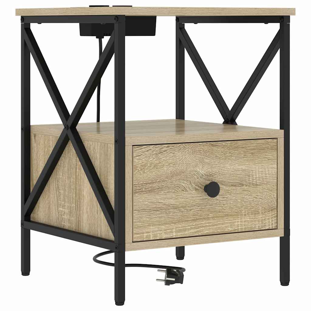 Nattbordskap med skuff 2 pcs Sonoma eik 41,5 x 40,5 x 55 cm