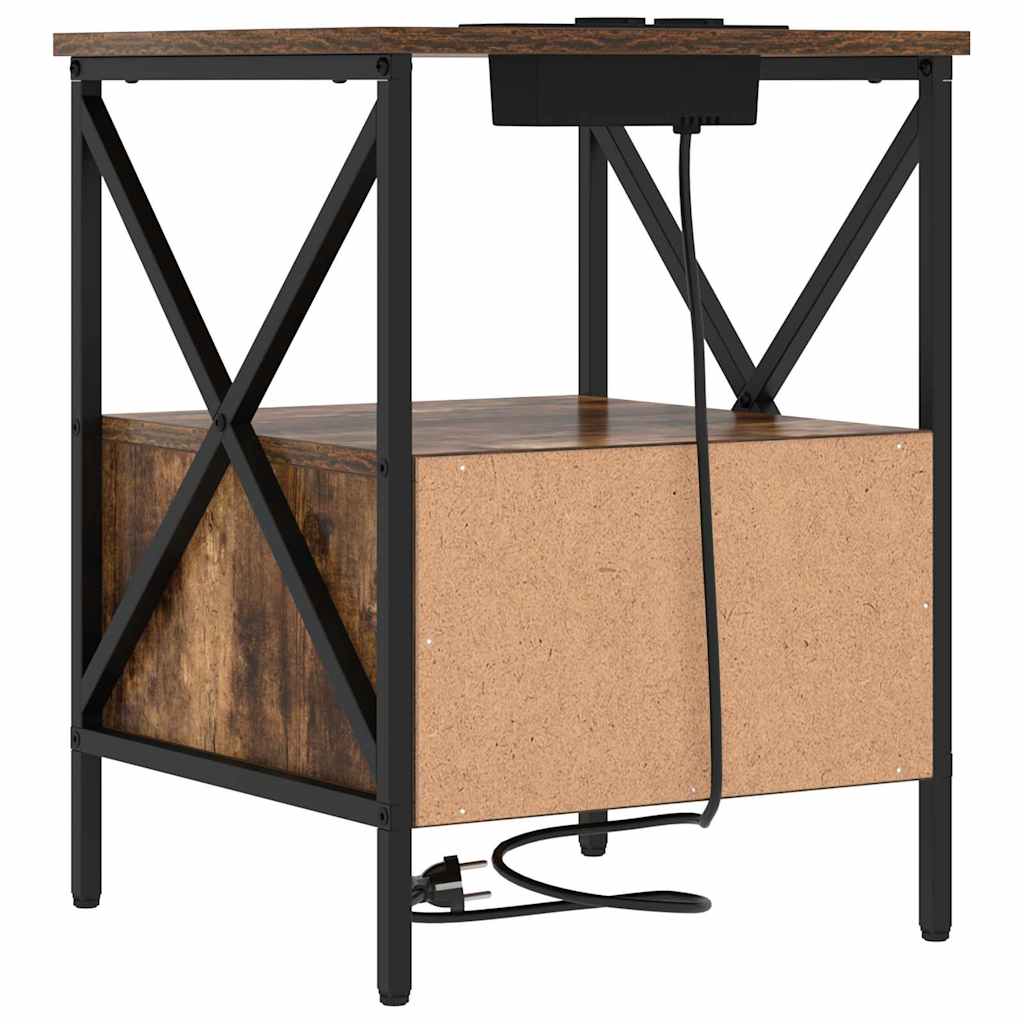 Nattbordskap Røkt eik 41,5 x 40,5 x 55 cm Konstruert tre