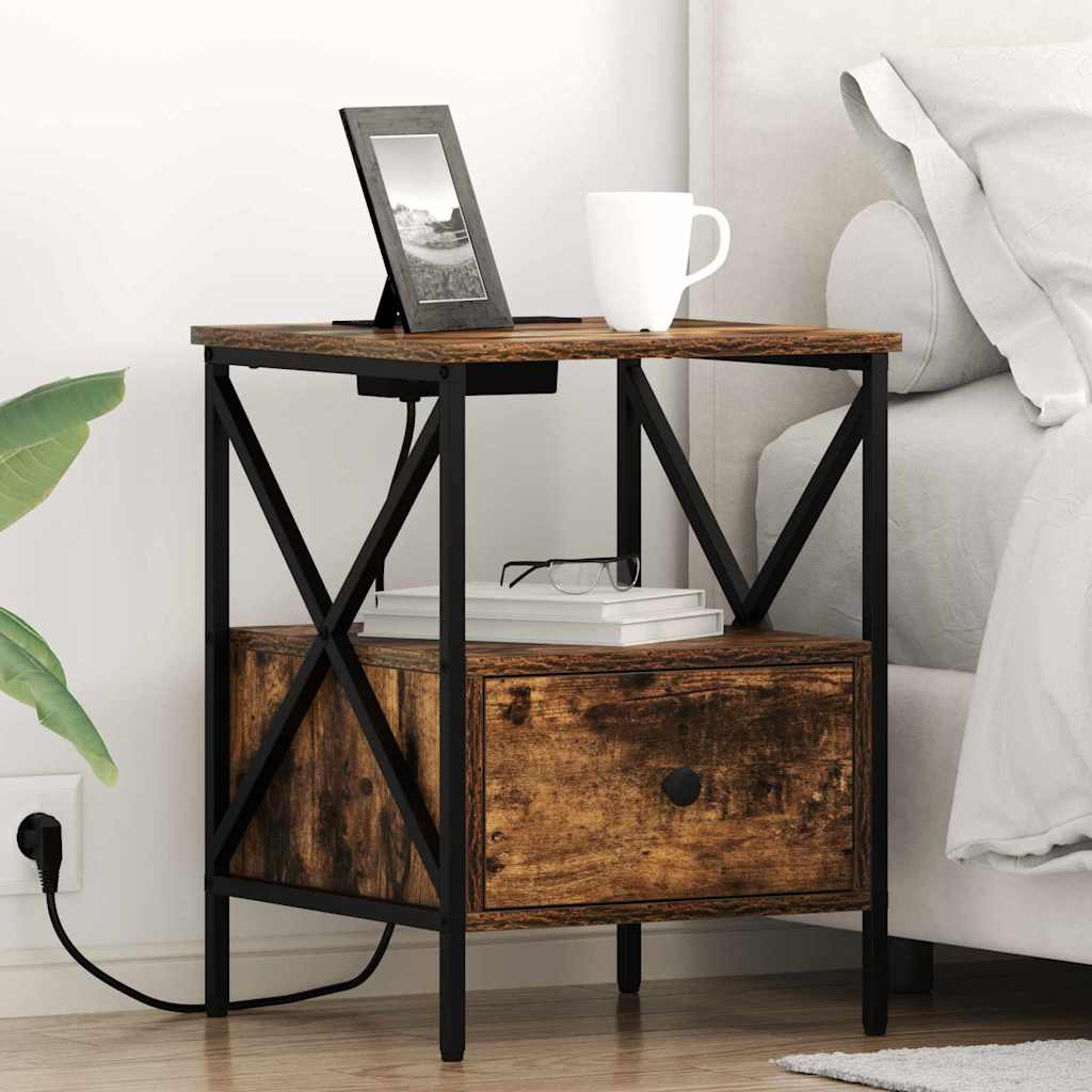 Nattbordskap Røkt eik 41.5 x 40.5 x 55 cm Konstruert tre