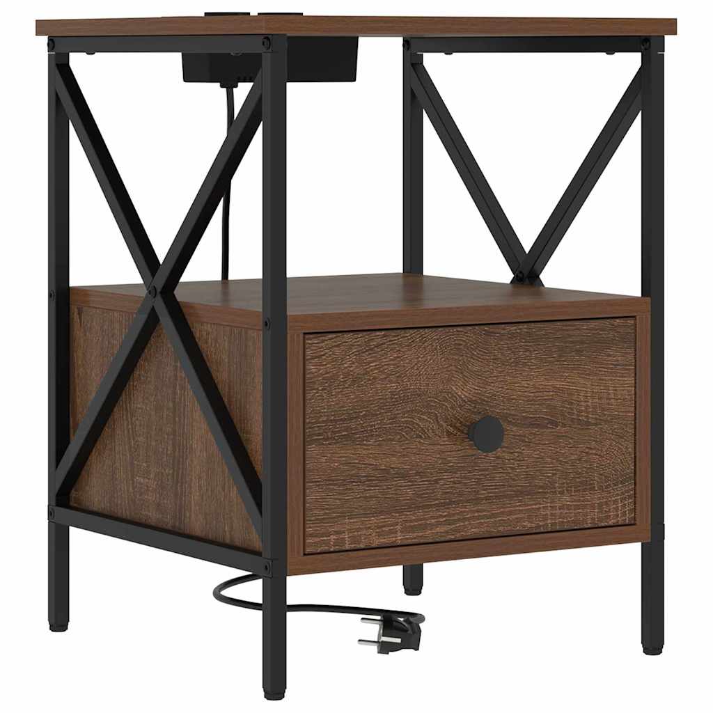 Nattbordskap 2 pcs Brun Eik 41,5 x 40,5 x 55 cm Konstruert tre