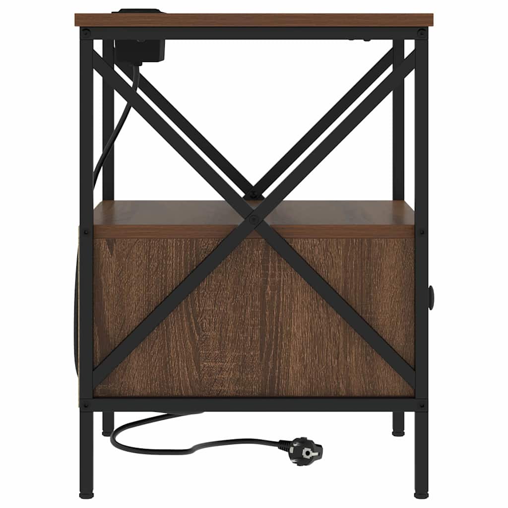 Nattbordskap 2 pcs Brun Eik 41,5 x 40,5 x 55 cm Konstruert tre