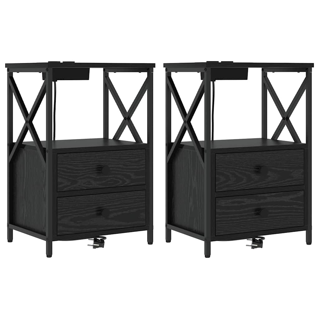 Nattbordskap 2 pcs Svart Eik 40 x 31 x 60 cm Konstruert tre