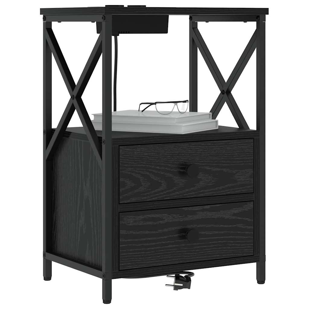 Nattbordskap 2 pcs Svart Eik 40 x 31 x 60 cm Konstruert tre