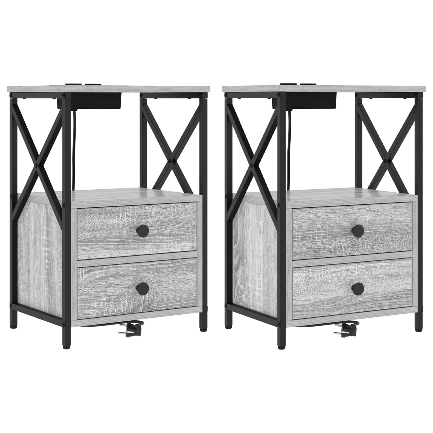 Nattbordskap 2 pcs Grå Sonoma 40 x 31 x 60 cm Konstruert tre