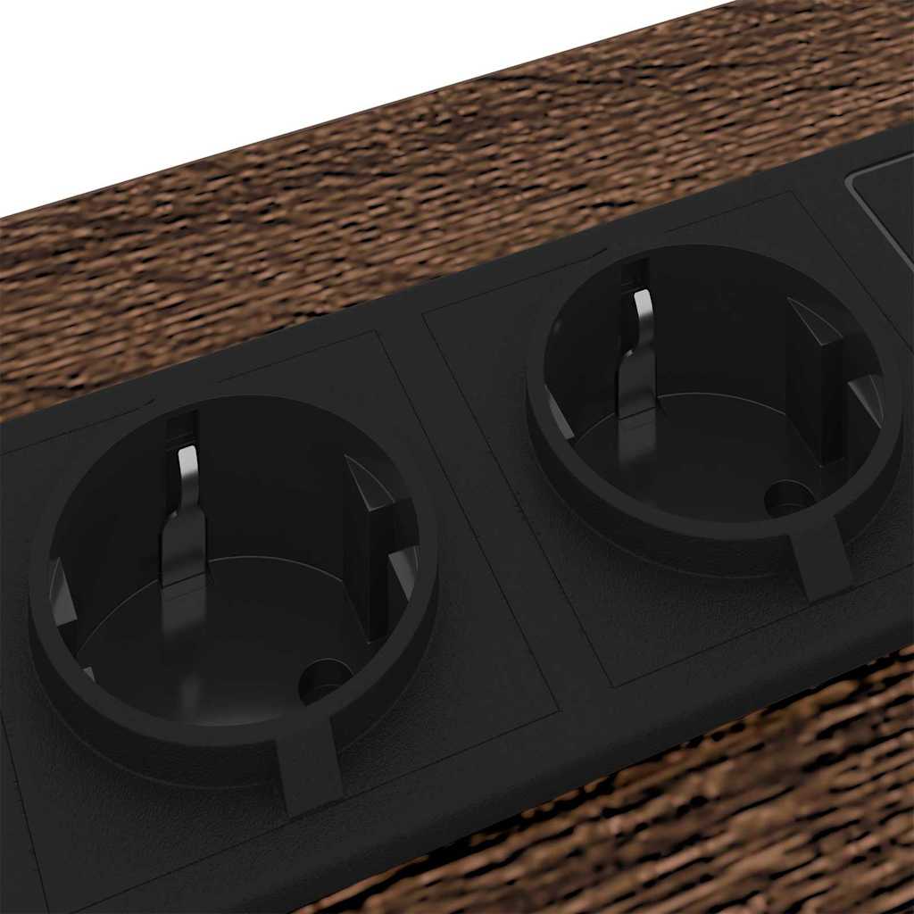 Nattbord med ladestasjon med skuff brun eik Konstruert tre