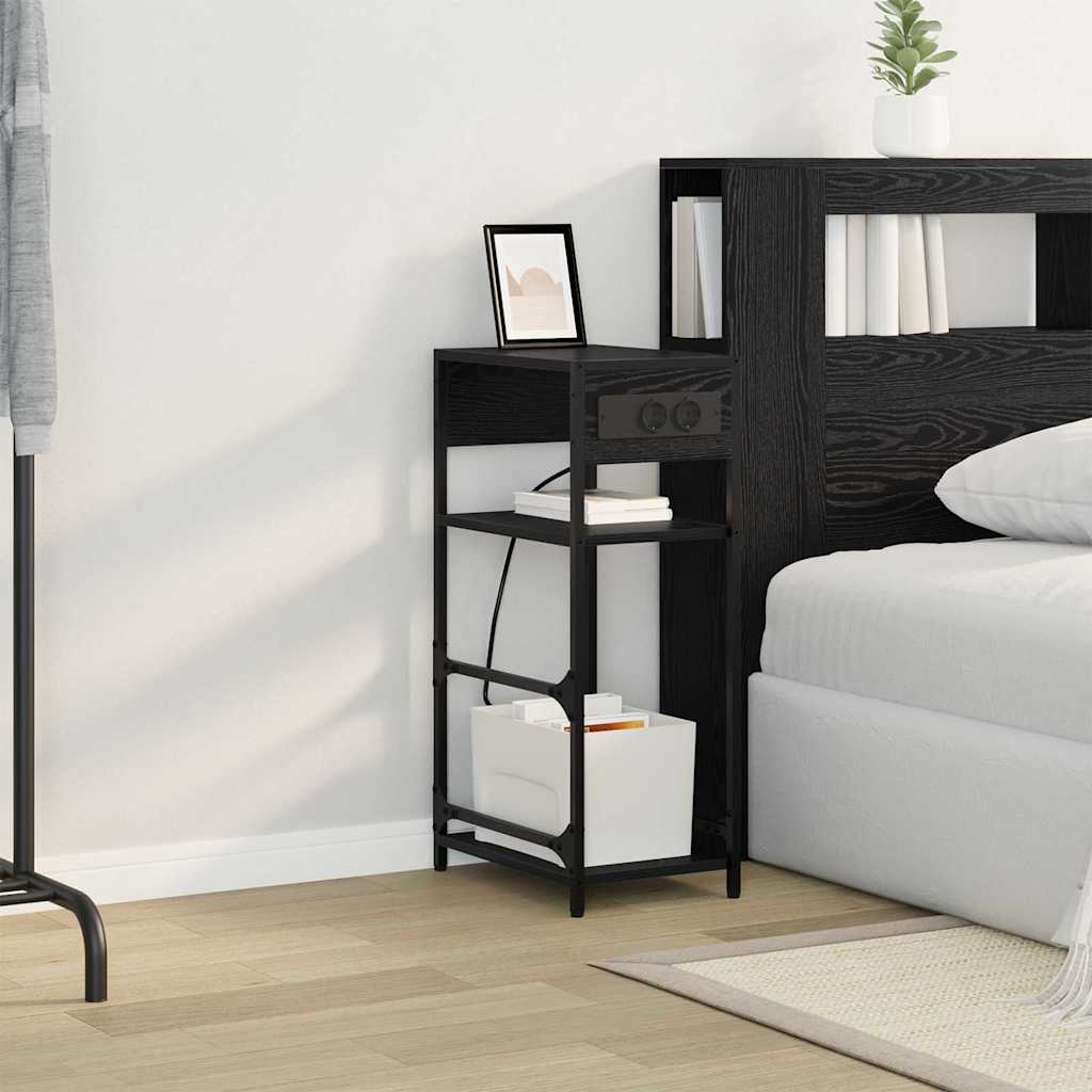 Nattbordskap med skuff Svart eik 40 x 27 x 76 cm Konstruert tre