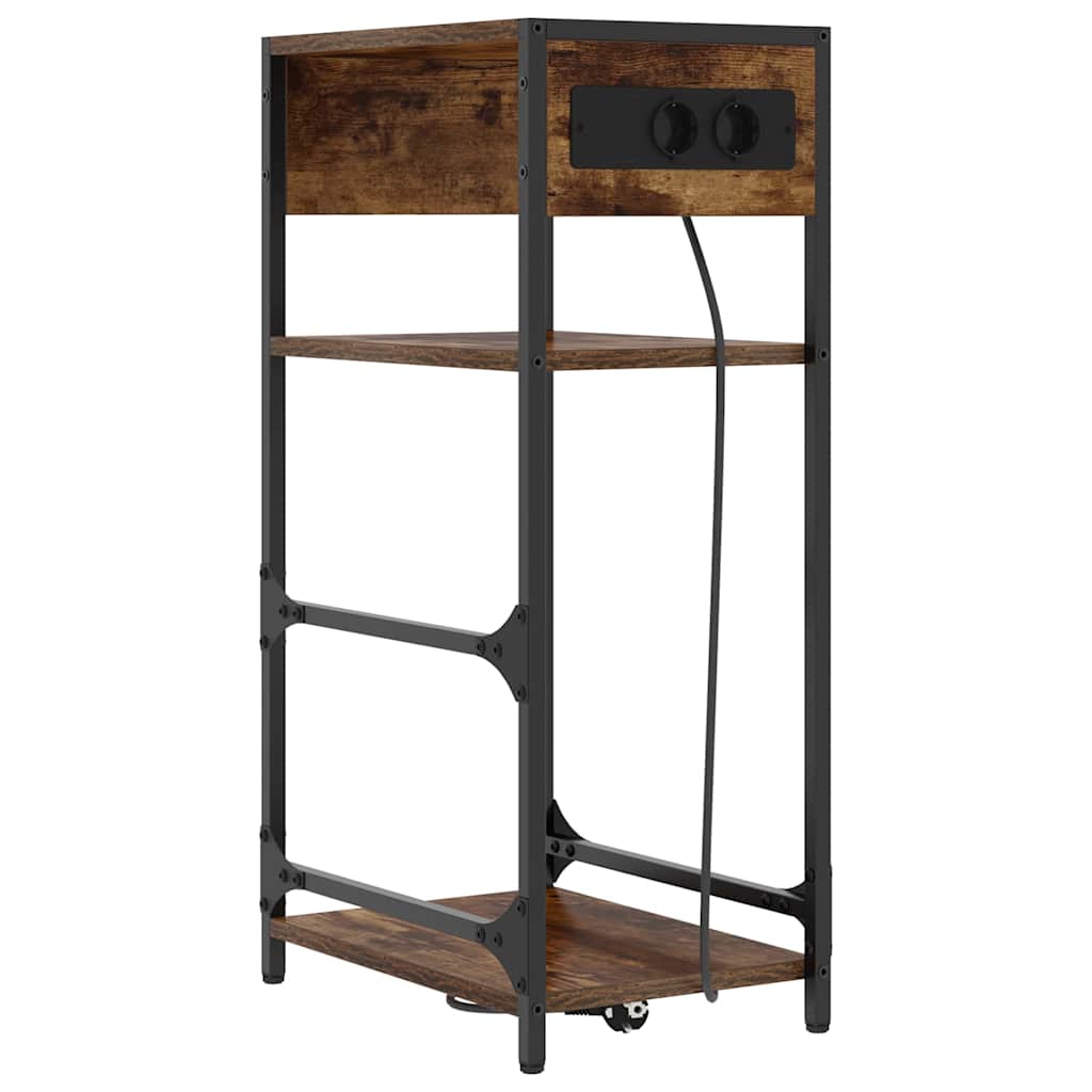 Nattbordskap med skuff Røkt eik 40 x 27 x 76 cm Konstruert tre