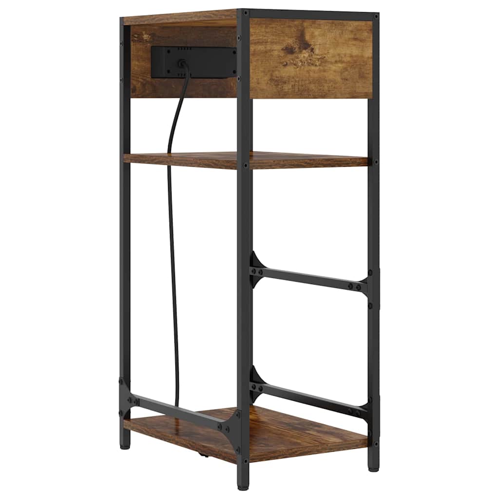 Nattbordskap med skuff Røkt eik 40 x 27 x 76 cm Konstruert tre