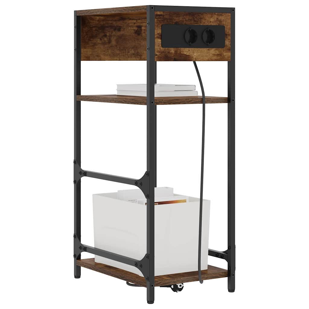 Nattbordskap med skuff Røkt eik 40 x 27 x 76 cm Konstruert tre