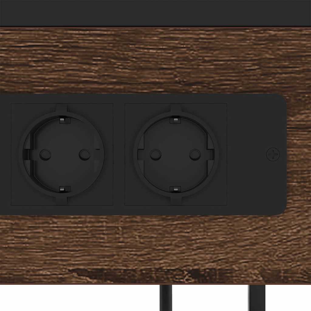 Nattbordskap med skuff brun eik 40 x 27 x 76 cm Konstruert tre