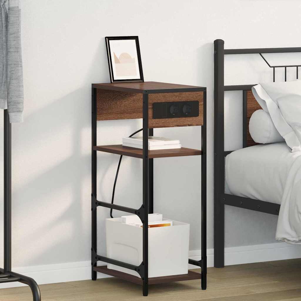 Nattbordskap med skuff brun eik 40 x 27 x 76 cm Konstruert tre