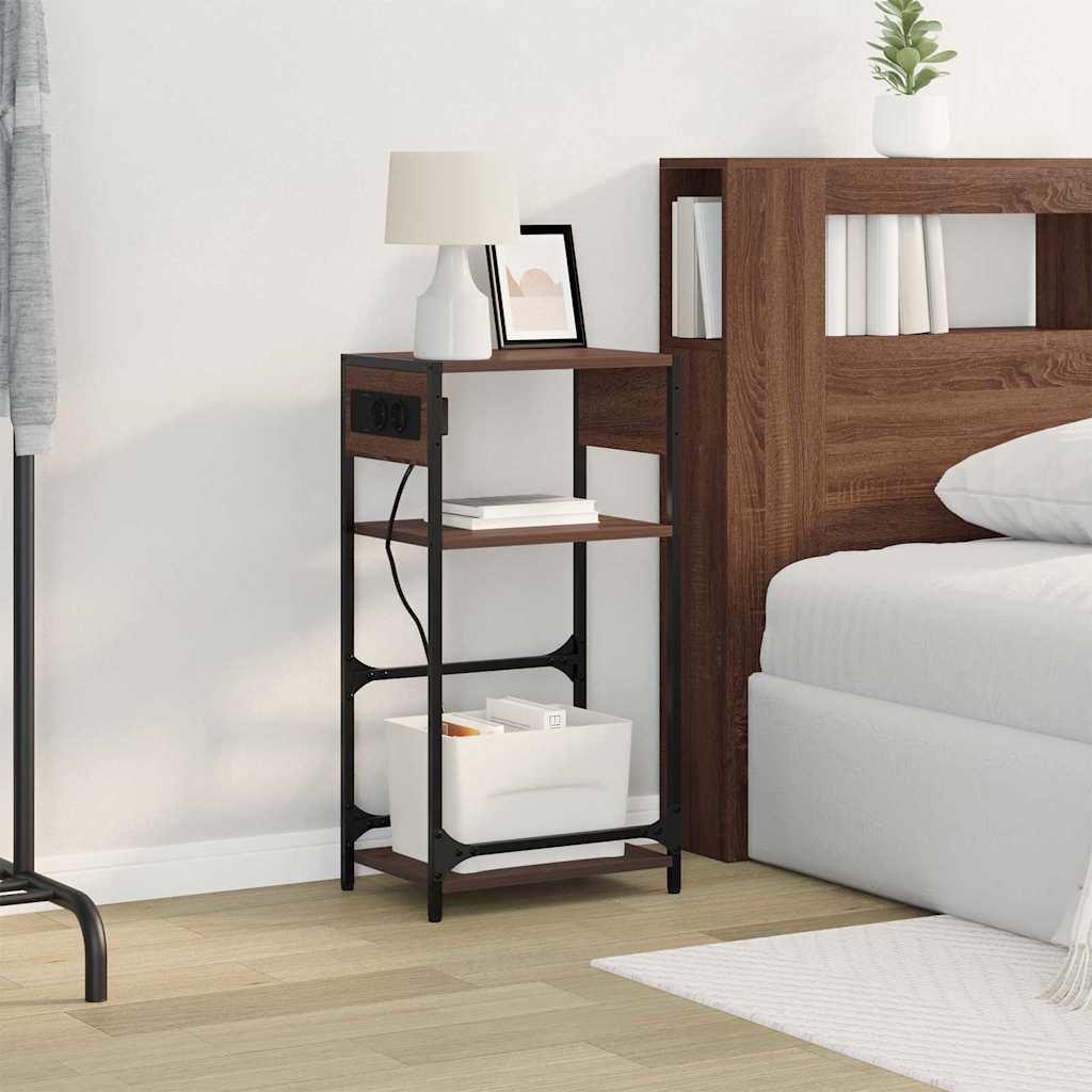 Nattbordskap med skuff brun eik 40 x 27 x 76 cm Konstruert tre