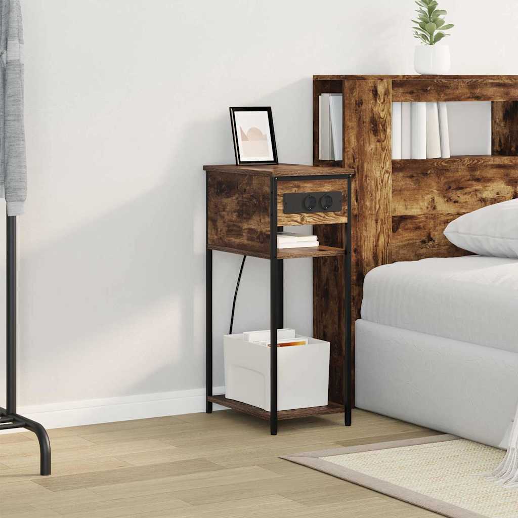 Nattbordskap Røkt eik 41 x 28 x 76 cm Konstruert tre