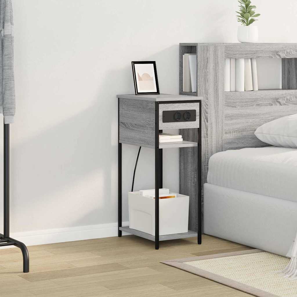 Nattbordskap Grå sonoma 41 x 28 x 76 cm Konstruert tre