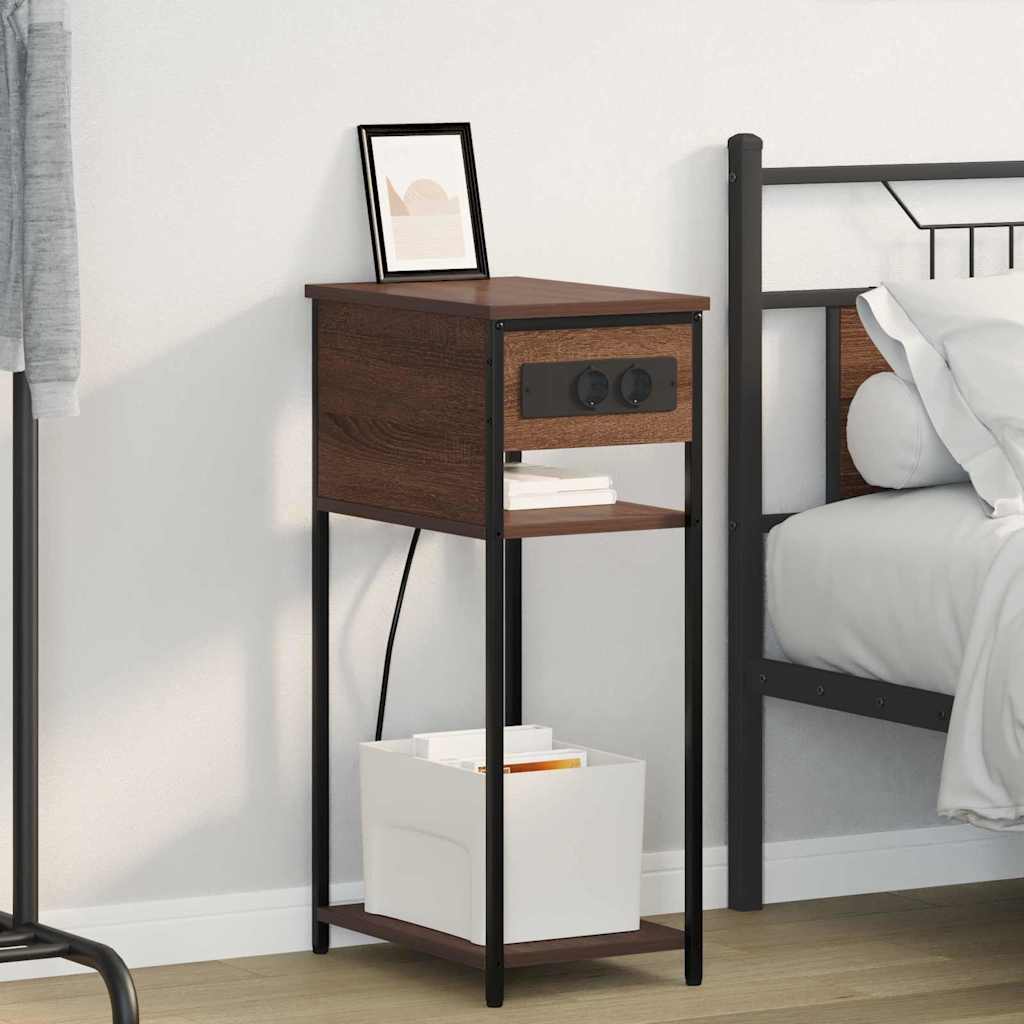 Nattbordskap brun eik 41 x 28 x 76 cm Konstruert tre