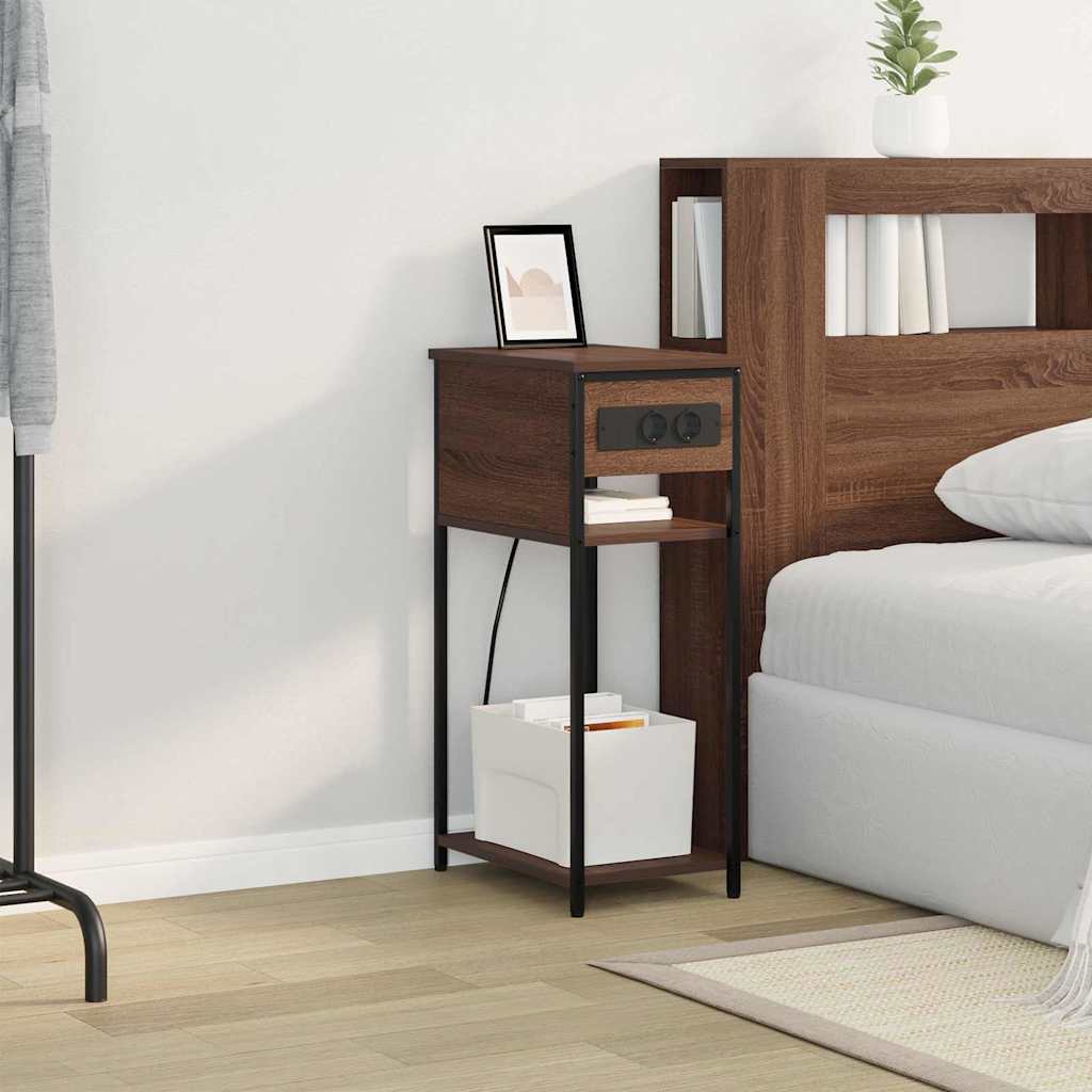 Nattbordskap brun eik 41 x 28 x 76 cm Konstruert tre