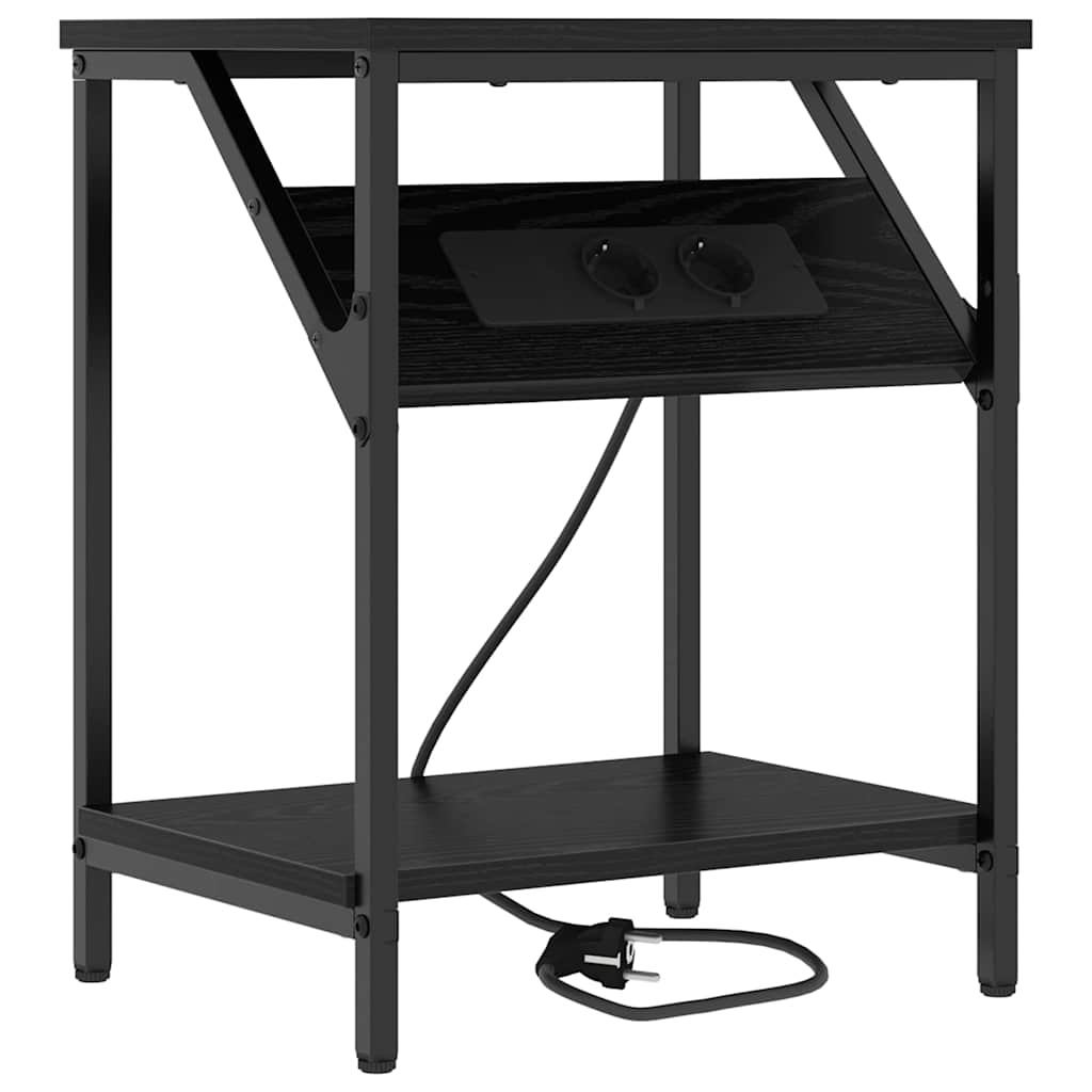 Nattbordskap Svart Eik 38 x 30 x 48 cm Konstruert tre