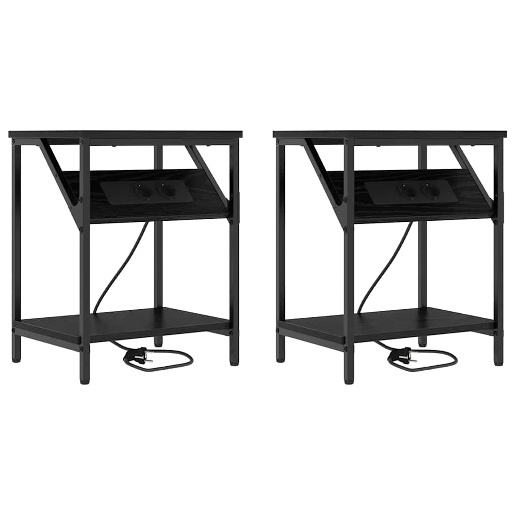 Nattbordskap 2 pcs Svart Eik 38 x 30 x 48 cm Konstruert tre