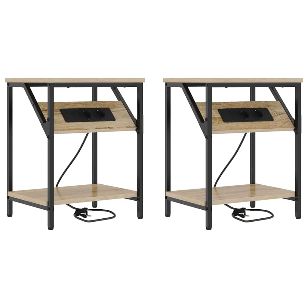 Nattbordskap 2 pcs Sonoma eik 38 x 30 x 48 cm Konstruert tre