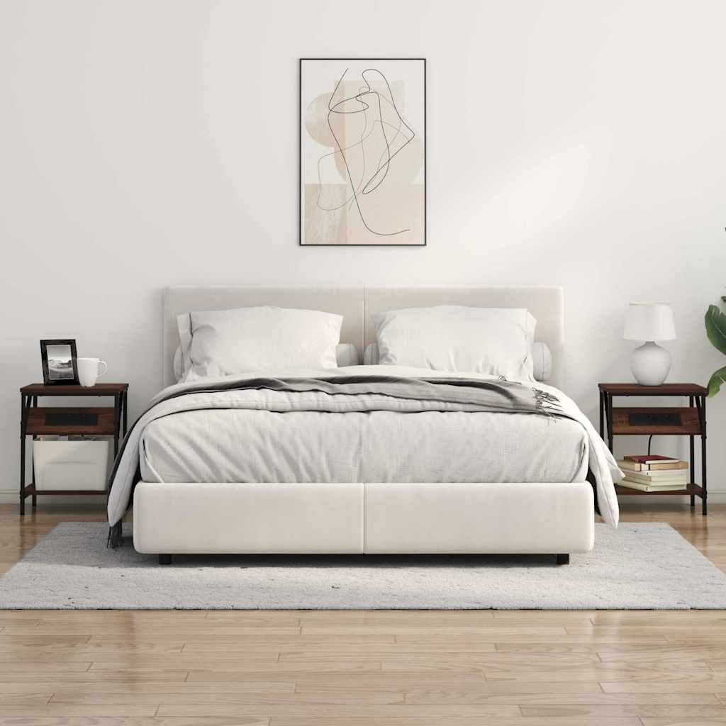 Nattbord 2 pcs brun eik 38 x 30 x 48 cm Konstruert tre