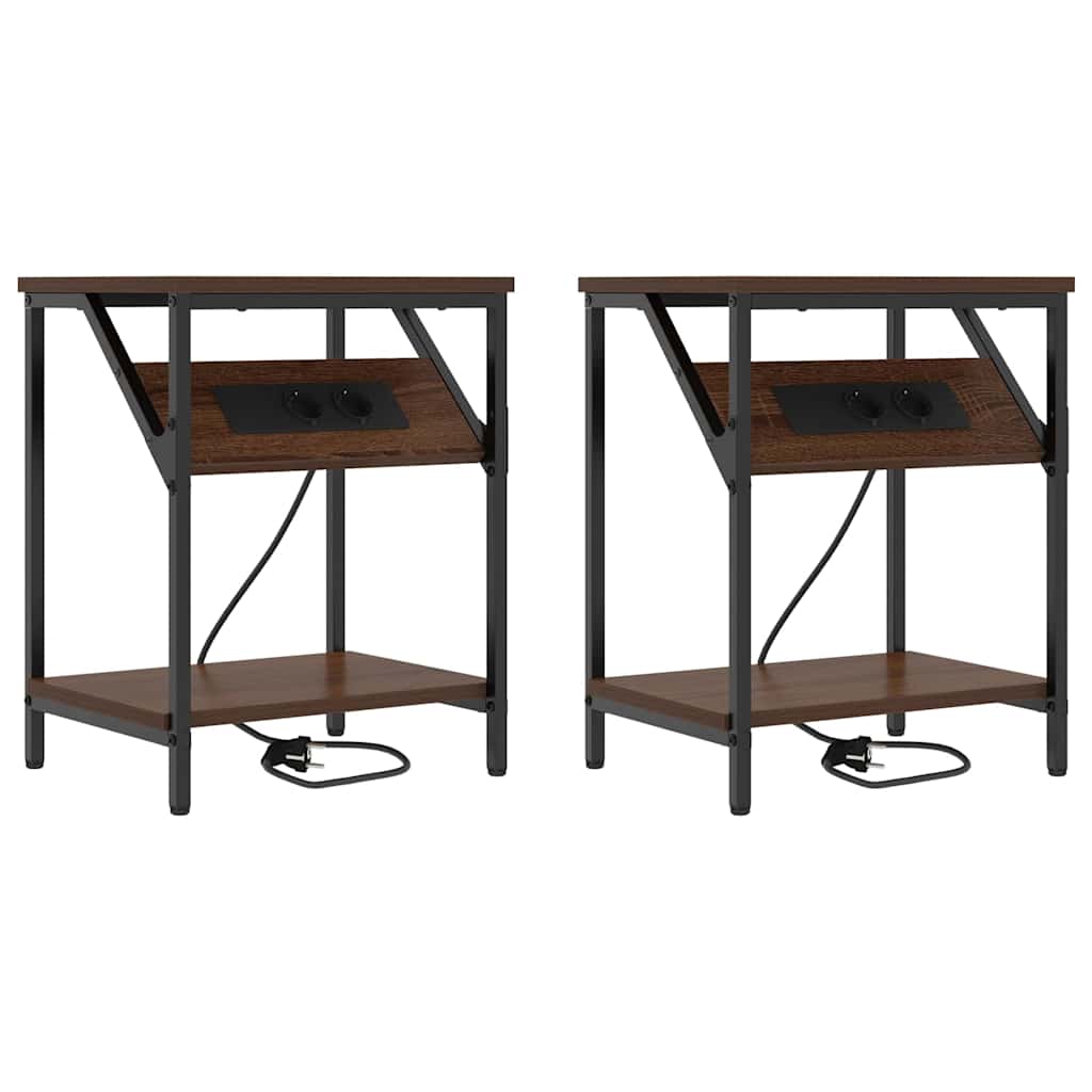 Nattbordskap 2 pcs Brun Eik 38 x 30 x 48 cm Konstruert tre