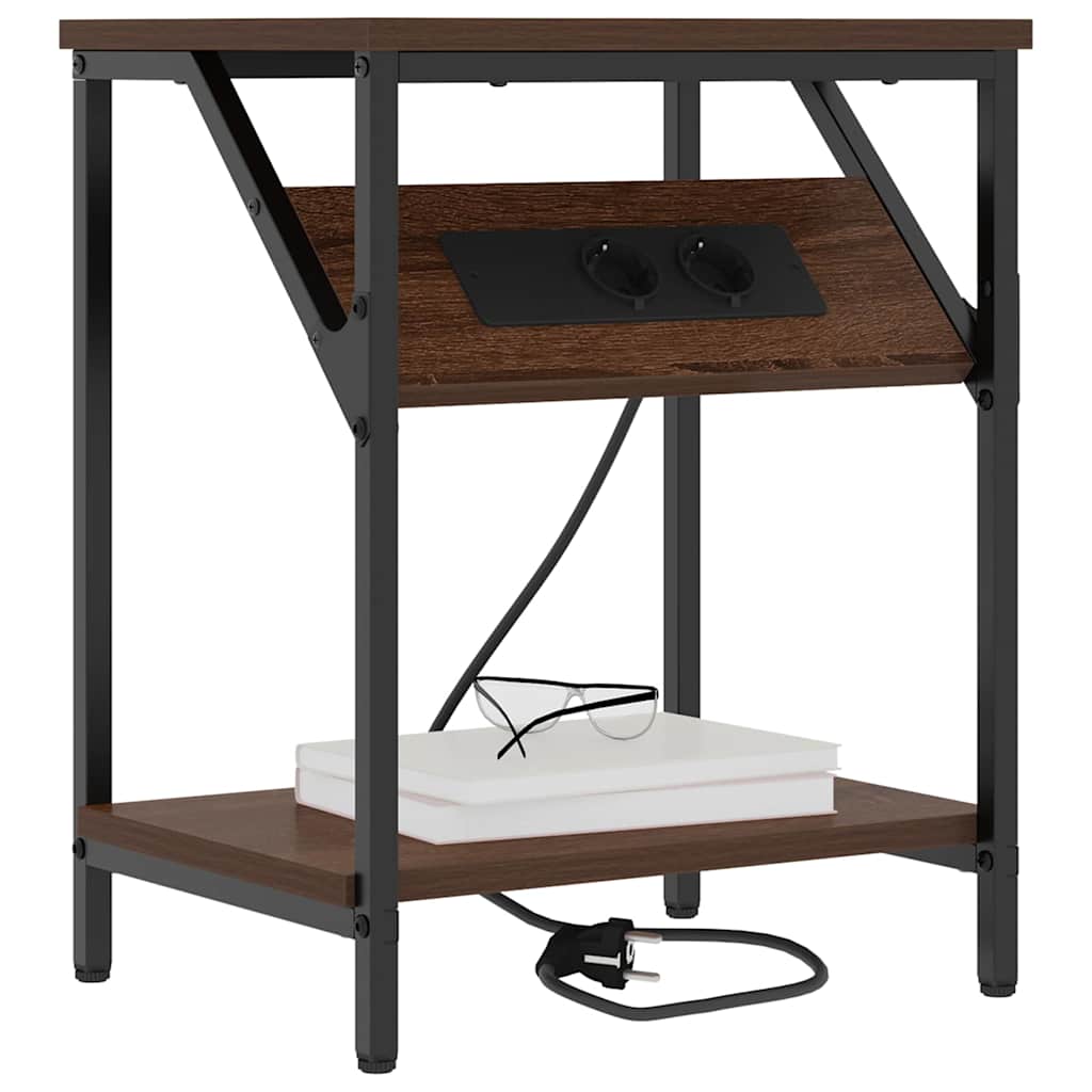 Nattbord 2 pcs brun eik 38 x 30 x 48 cm Konstruert tre