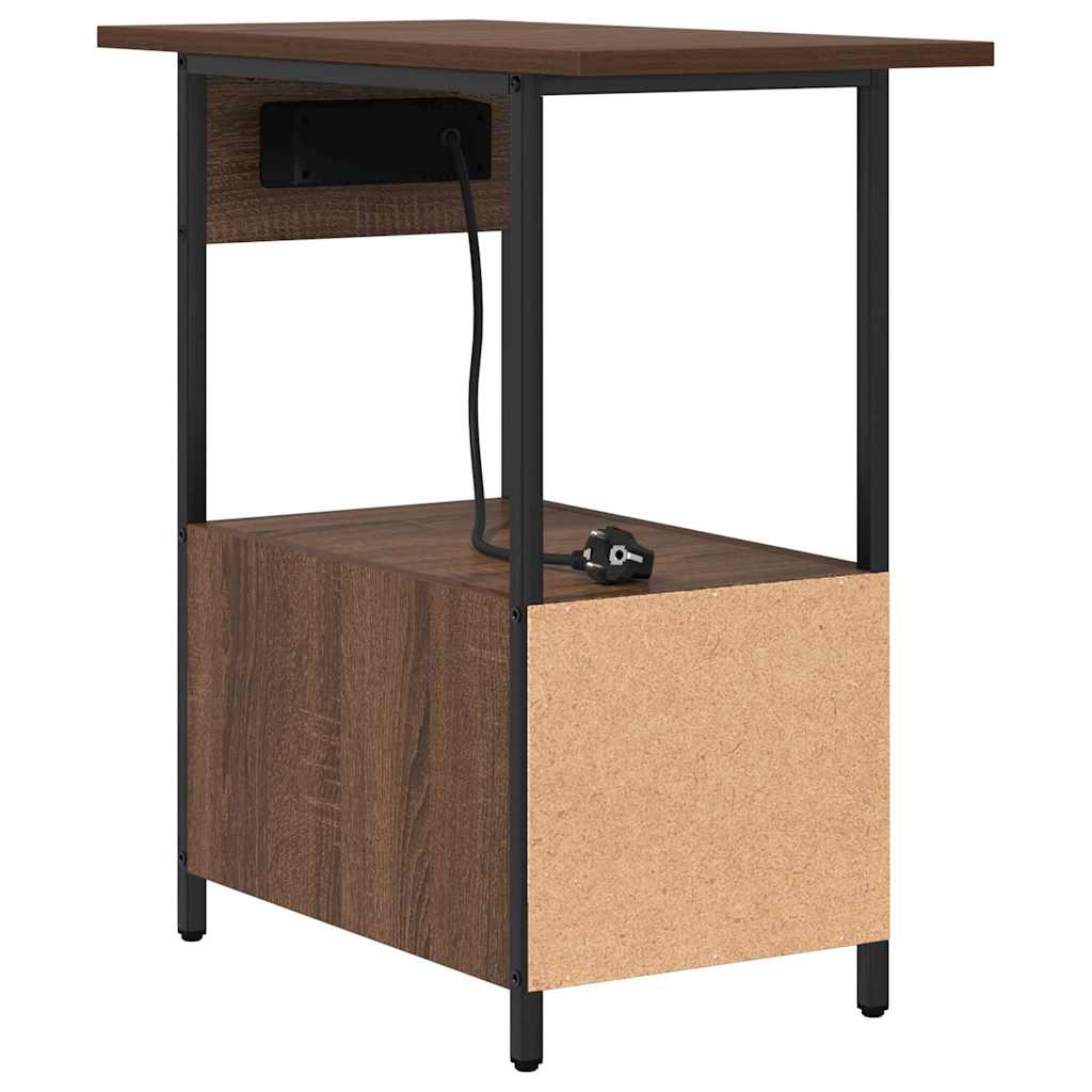 Nattbordskap med skuff Brun Eik 60 x 30 x 61 cm Konstruert tre
