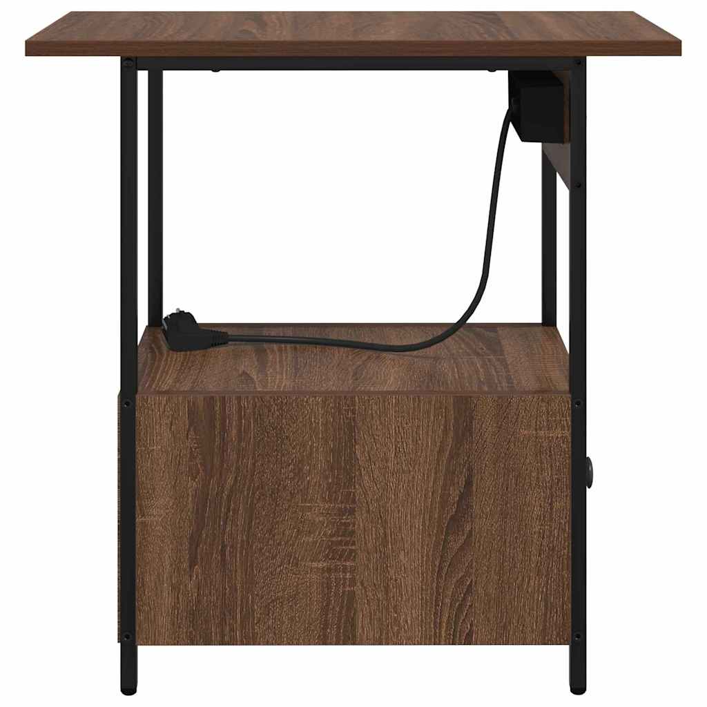 Nattbordskap med skuff Brun Eik 60 x 30 x 61 cm Konstruert tre