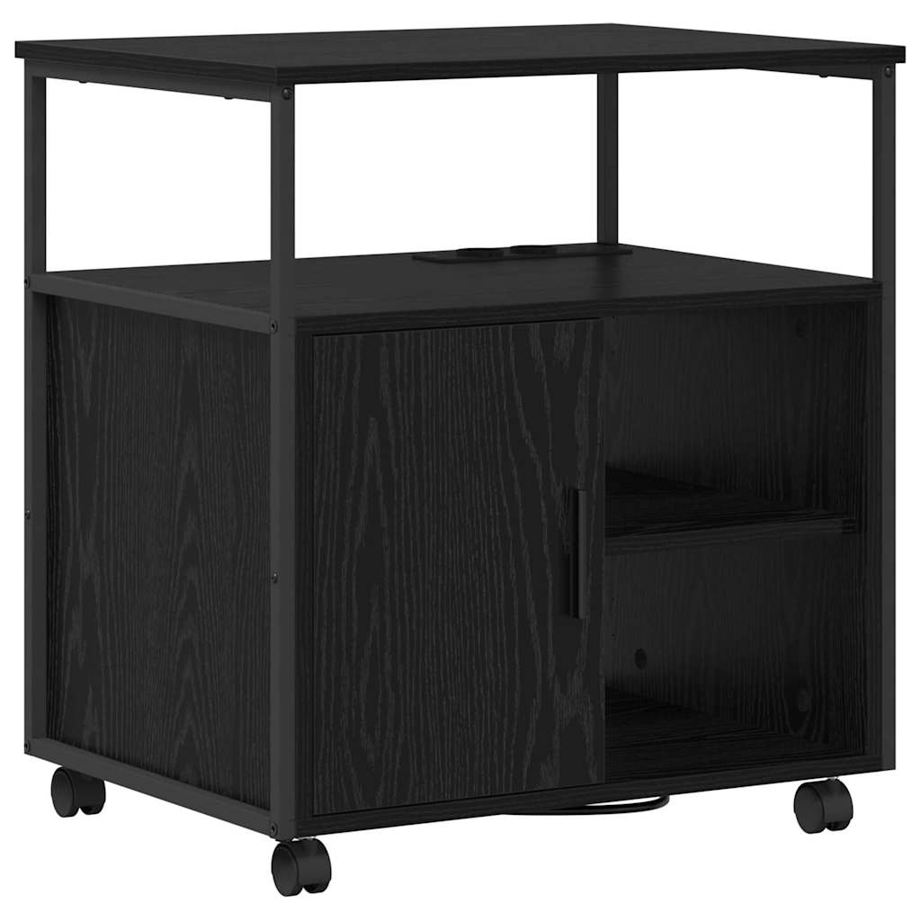 Skap med ladestasjon 61 x 46 x 67 cm Konstruert tre Svart Eik