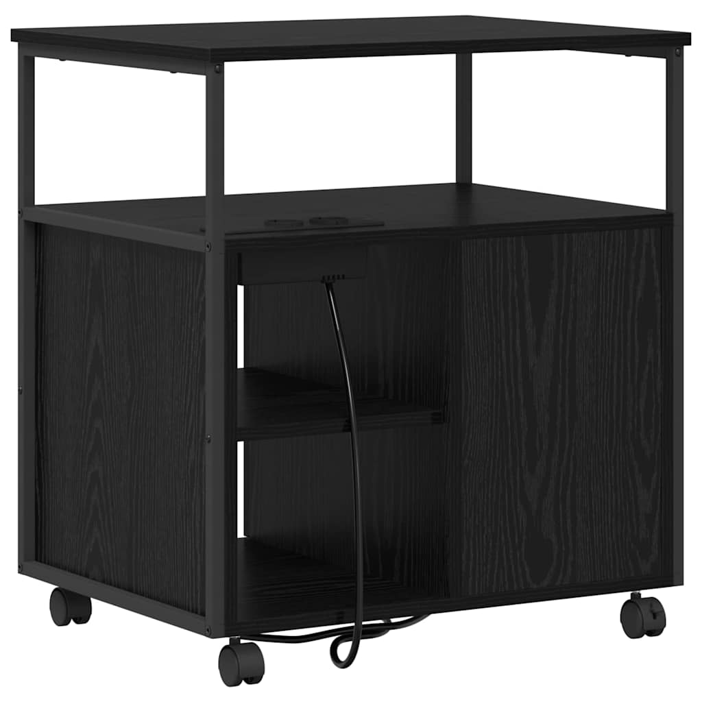 Skap med ladestasjon 61 x 46 x 67 cm Konstruert tre Svart Eik