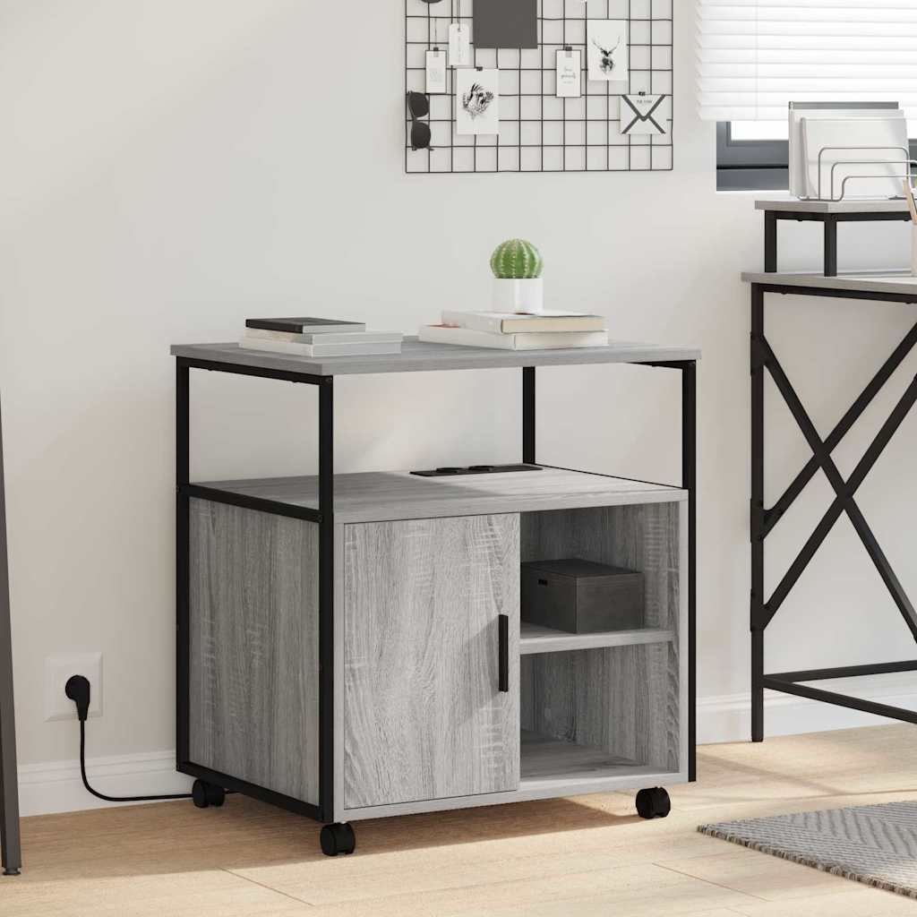 Skap med ladestasjon 61 x 46 x 67 cm Konstruert tre Grå Sonoma