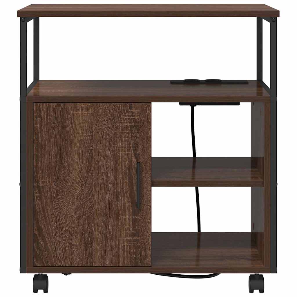 Skap med ladestasjon Brun Eik 61 x 46 x 67 cm Konstruert tre