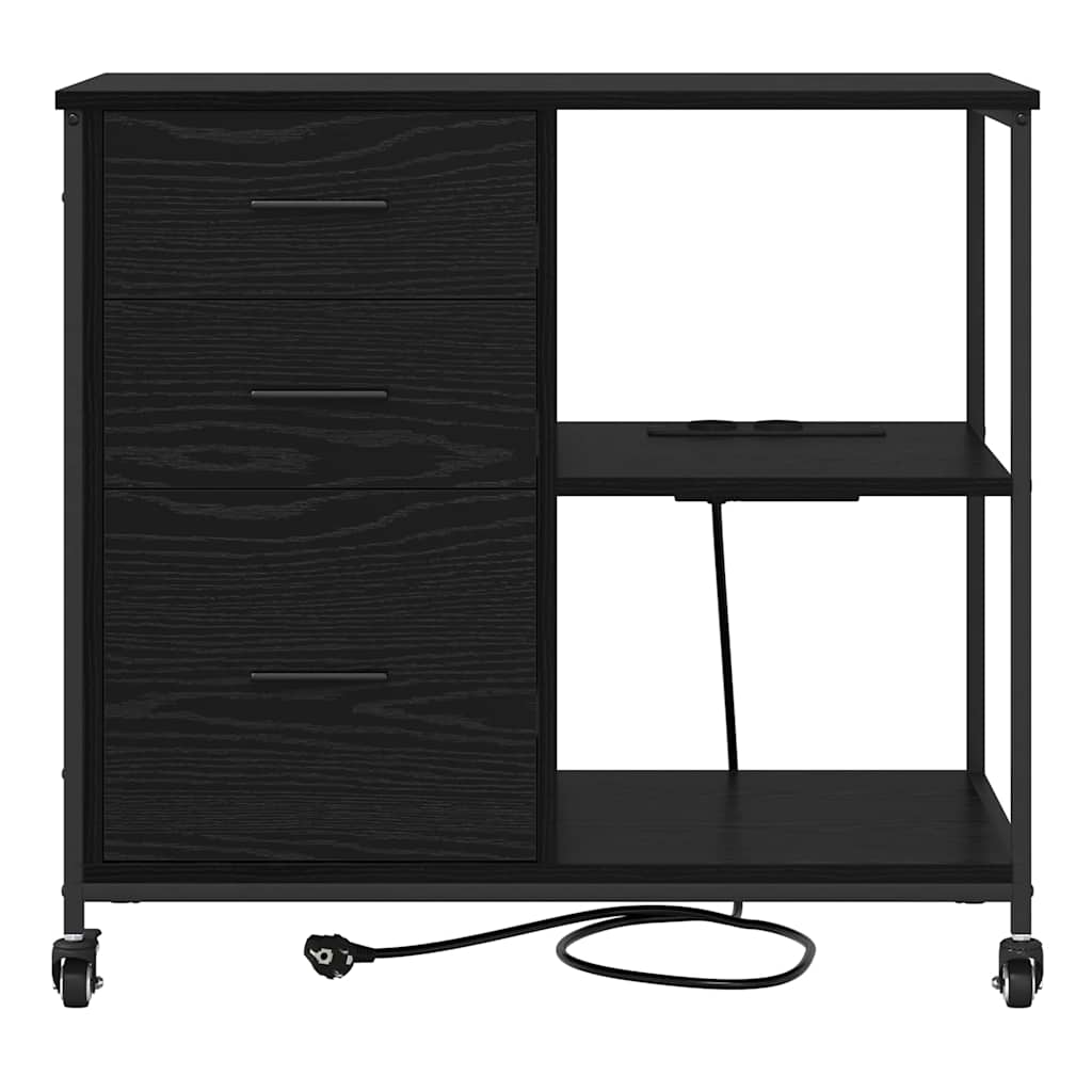 Skap med ladestasjon Svart Eik 76 x 41 x 72 cm Konstruert tre