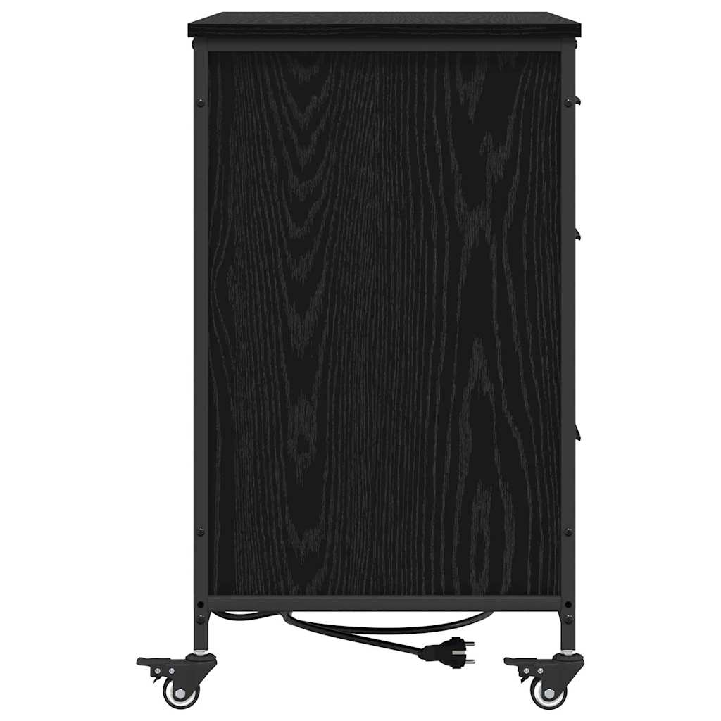 Skap med ladestasjon Svart Eik 76 x 41 x 72 cm Konstruert tre