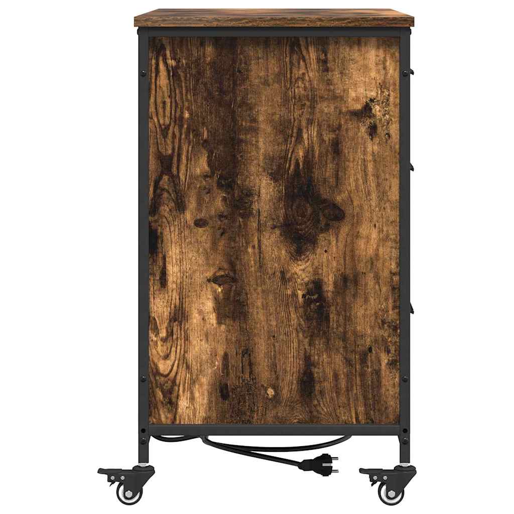 Skap med ladestasjon Røkt eik 76 x 41 x 72 cm Konstruert tre