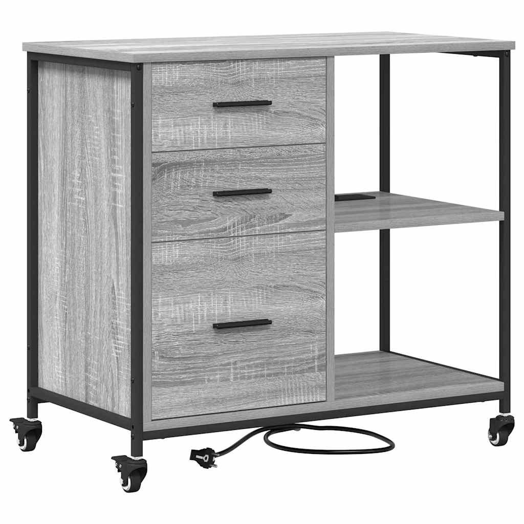 Skap med ladestasjon Grå Sonoma 76 x 41 x 72 cm Konstruert tre