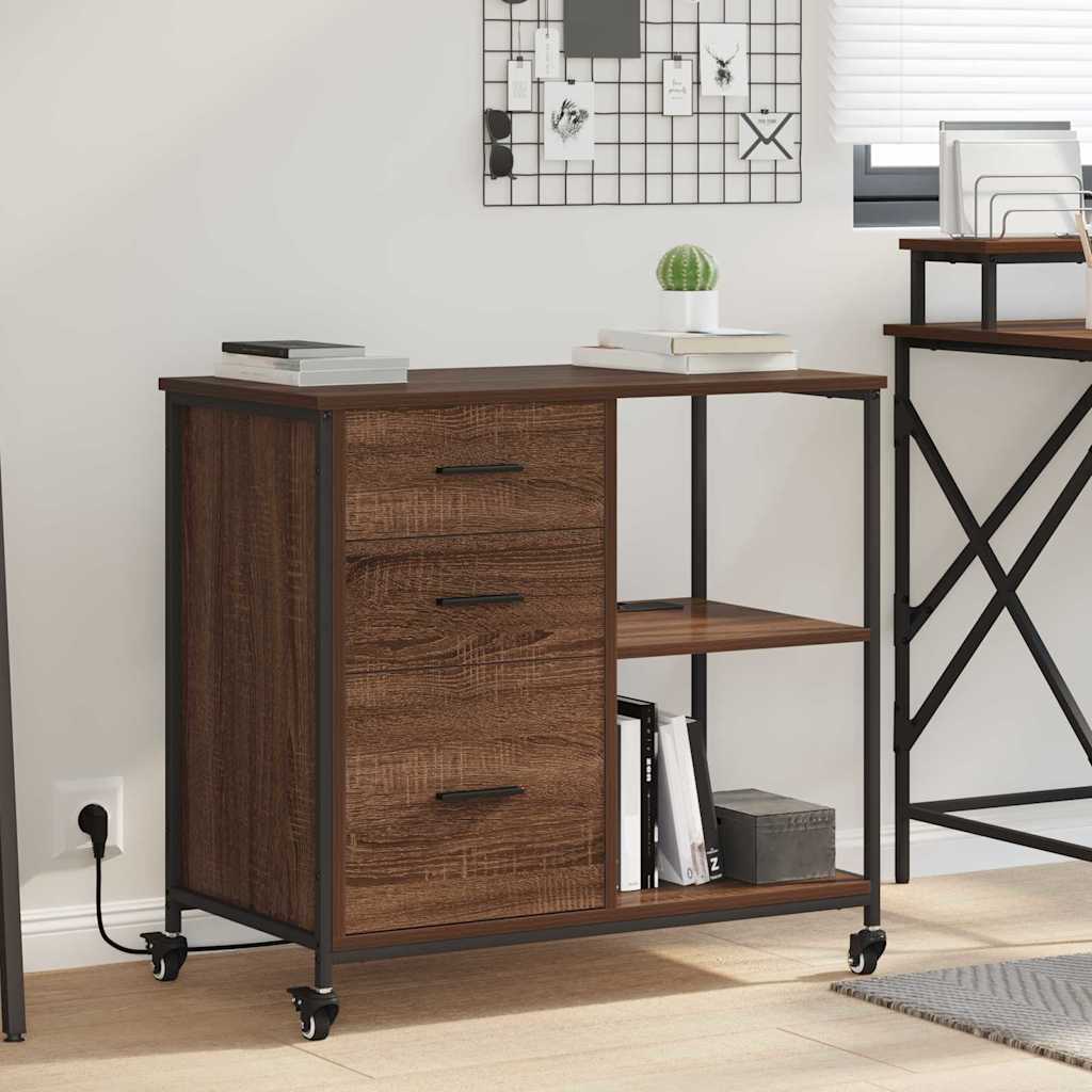 Skap med ladestasjon Brun Eik 76 x 41 x 72 cm Konstruert tre