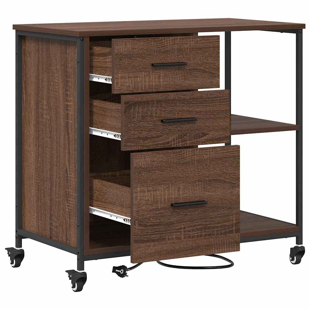 Skap med ladestasjon Brun Eik 76 x 41 x 72 cm Konstruert tre