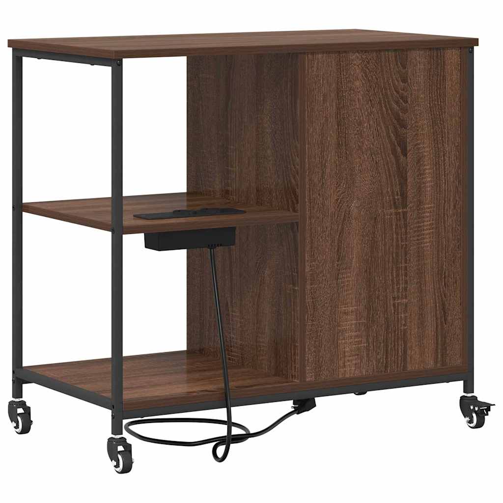 Skap med ladestasjon Brun Eik 76 x 41 x 72 cm Konstruert tre