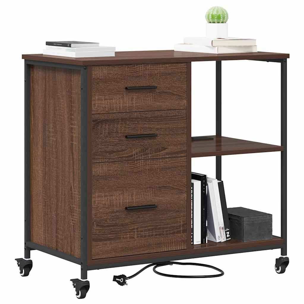 Skap med ladestasjon Brun Eik 76 x 41 x 72 cm Konstruert tre