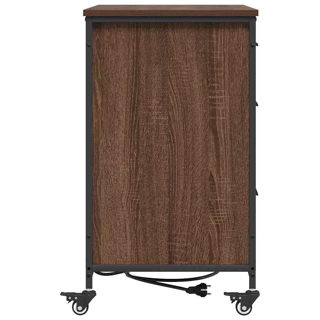 Skap med ladestasjon Brun Eik 76 x 41 x 72 cm Konstruert tre
