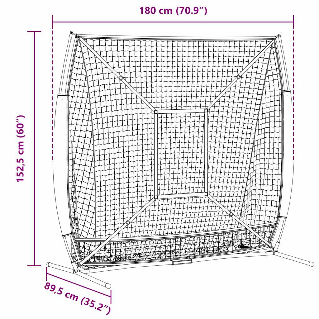 Baseball treningsnett 180 x 89,5 x 152,5 cm