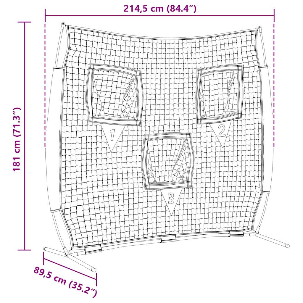 Baseball treningsnett Svart 214,5 x 89,5 x 181 cm Polyester