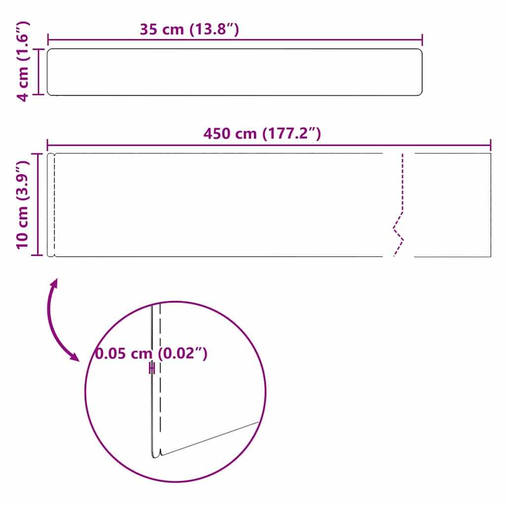 Gjerdekant 4 pcs sølv 450 x 0.05 x 15 cm Rustfritt Stål