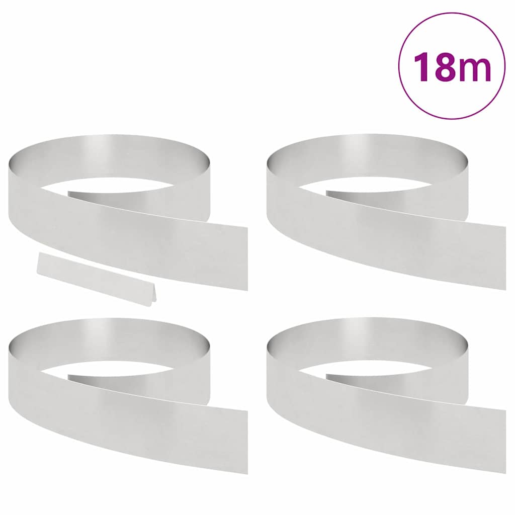 Gjerdekant 4 pcs sølv 450 x 0.05 x 15 cm Rustfritt Stål