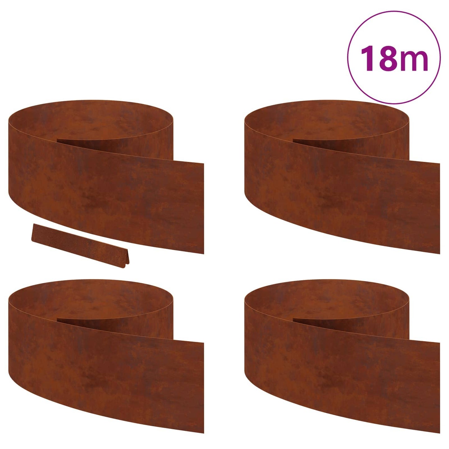 Gjerdekant 4 pcs 450 x 0,05 x 25 cm Cortenstål Rusten