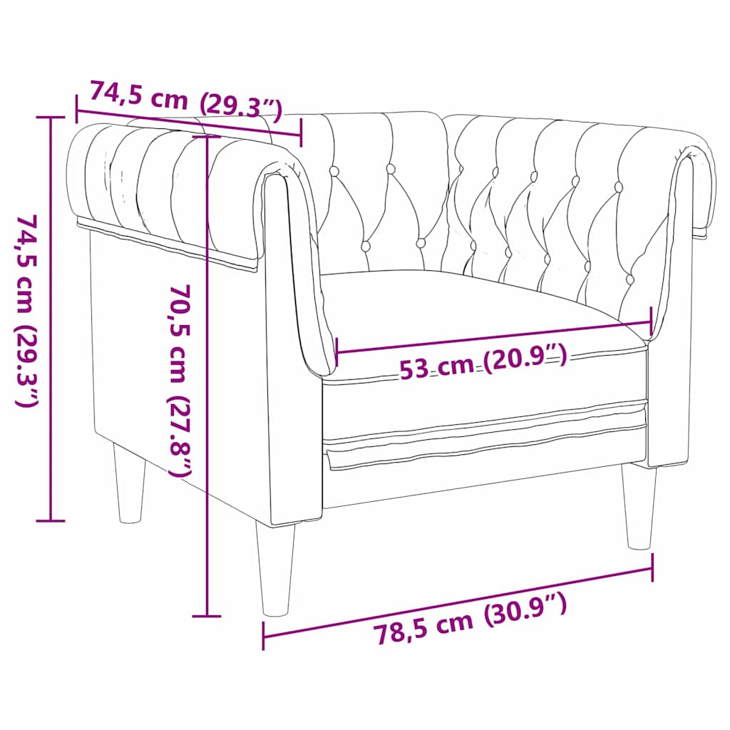 Sofa Mørkegrå 78,5 x 74,5 x 74,5 cm Polyester