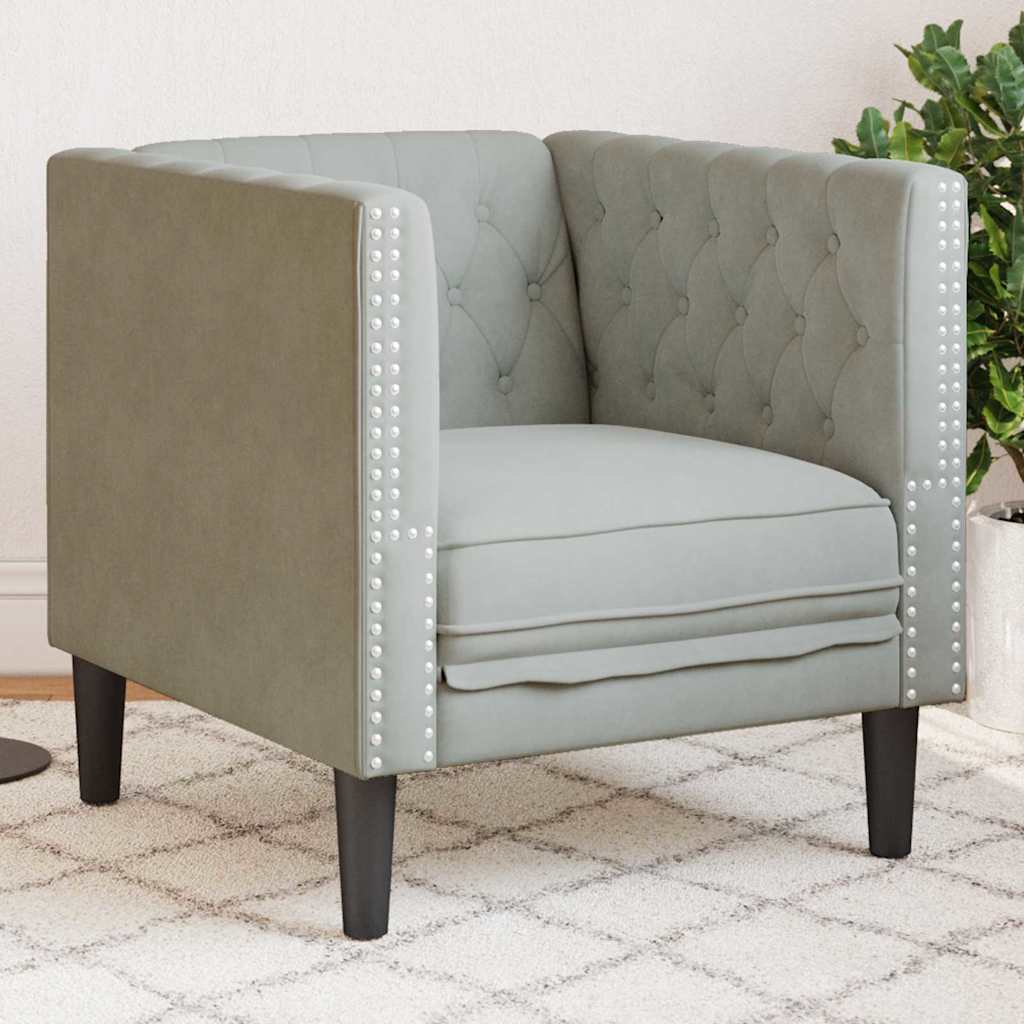 Sofa Lysegrå 74,5 x 71 x 70,5 cm Fløyel