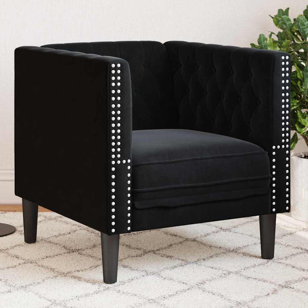 Sofa Svart 74,5 x 71 x 70,5 cm Fløyel