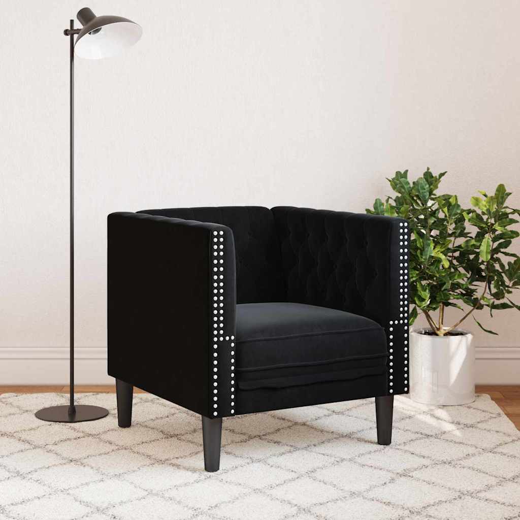 Sofa Svart 74,5 x 71 x 70,5 cm Fløyel